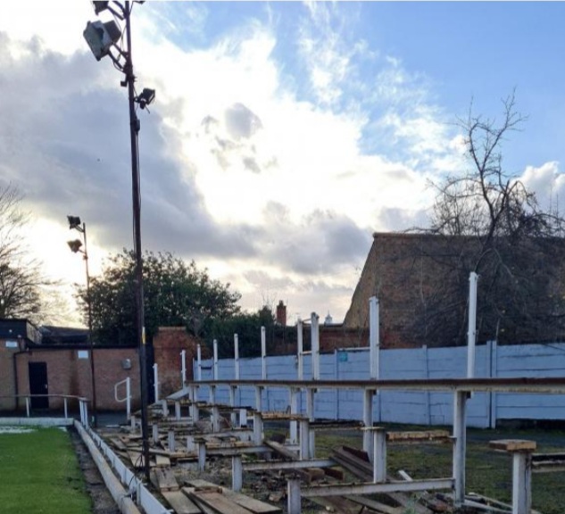 Demolished stand to the side of Green 1.