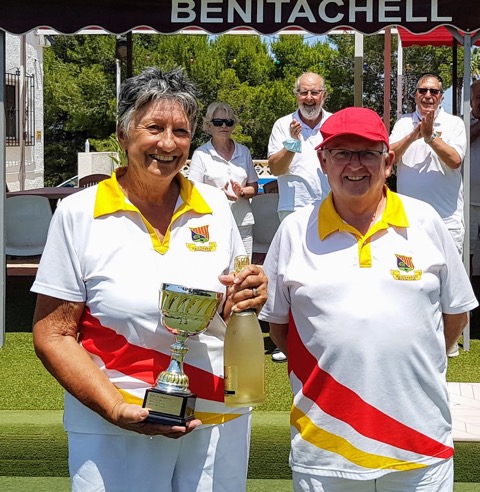 Setford Honours Trophy - Winner Pam Coombes with trophy presented by Derek Mawson