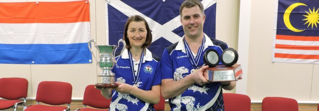 On top of the world – World Bowls Indoor Singles Champions Julie Forrest and Mike Stepney