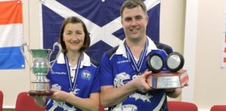 On top of the world – World Bowls Indoor Singles Champions Julie Forrest and Mike Stepney