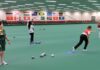 Play goes on in the World Bowls Indoor Championships at the impressive Bristol indoor bowls stadium
